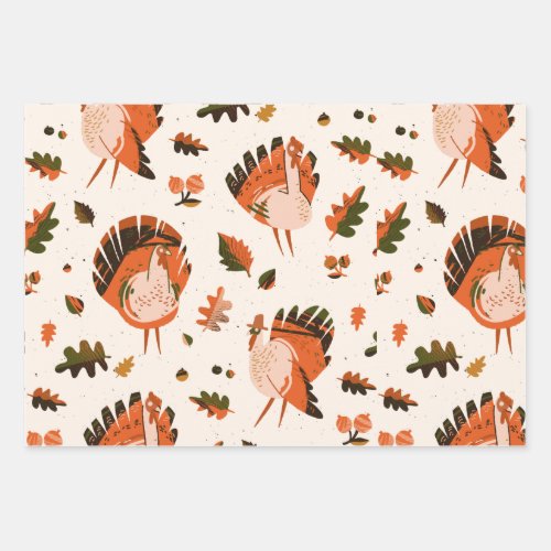 Thanksgiving Happy Turkey Day pattern gift Wrapping Paper Sheets