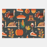 Thanksgiving Happy Turkey Day pattern gift Wrapping Paper Sheets
