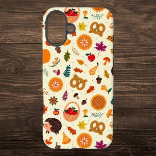 Thanksgiving Harvest and Hedgehog Pattern iPhone 16 Plus Case