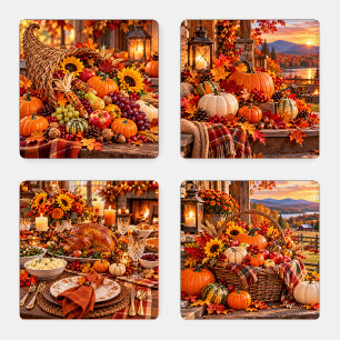 Thanksgiving Harvest Celebration Coaster Set