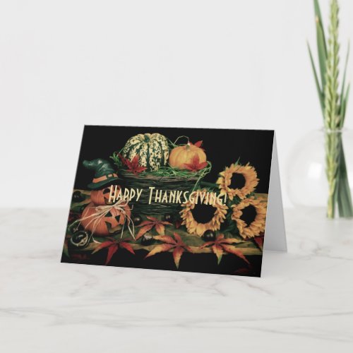 Thanksgiving harvest classic traditional vintage holiday card