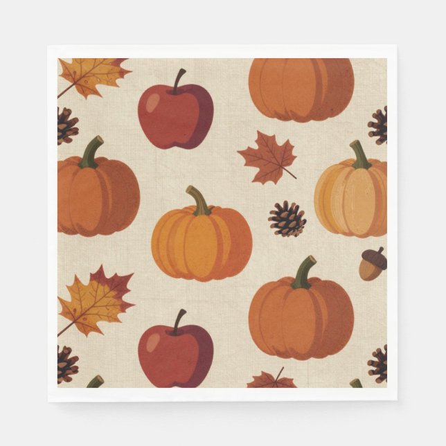 Thanksgiving Harvest Cornucopia | Baby Shower Napkins (Front)