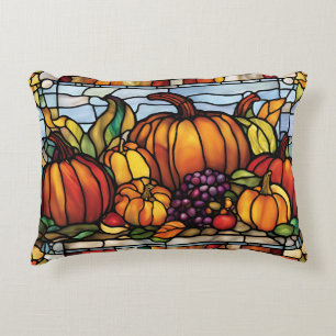 Thanksgiving Harvest, Decorative Stained Glass, Accent Pillow