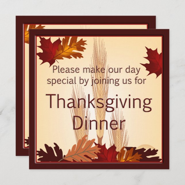 Thanksgiving Harvest Design Dinner Invitation (Front/Back)