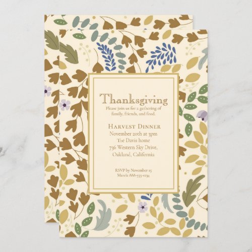 Thanksgiving Harvest Dinner Rustic Elegant Invitation