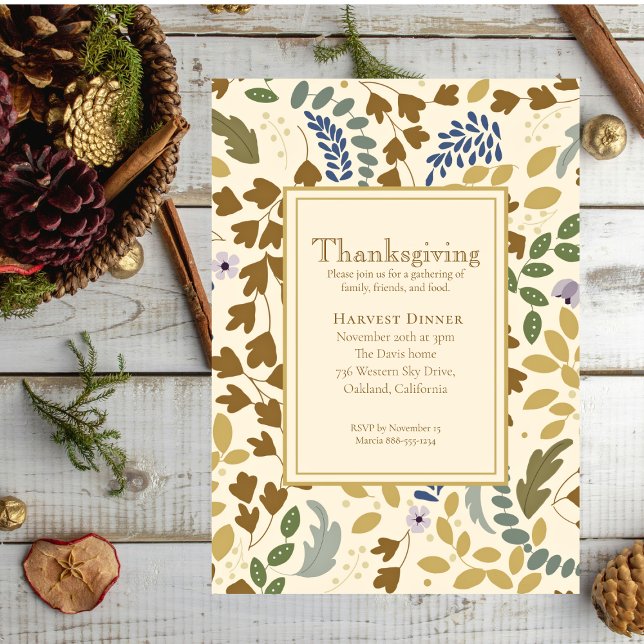 Thanksgiving Harvest Dinner Rustic Elegant Invitation (Creator Uploaded)