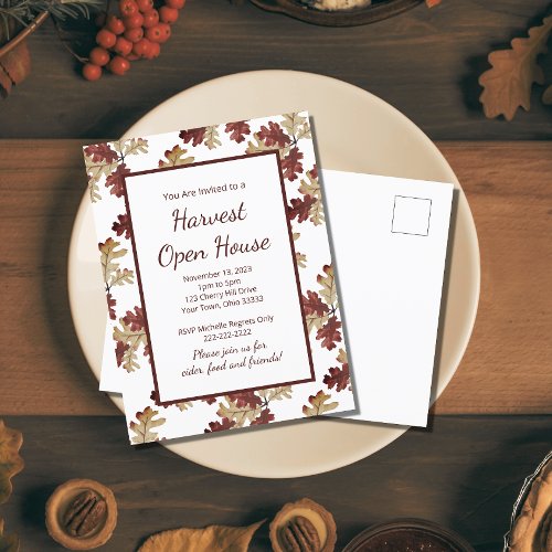 Thanksgiving Harvest Fall Foliage Open House Invitation Postcard