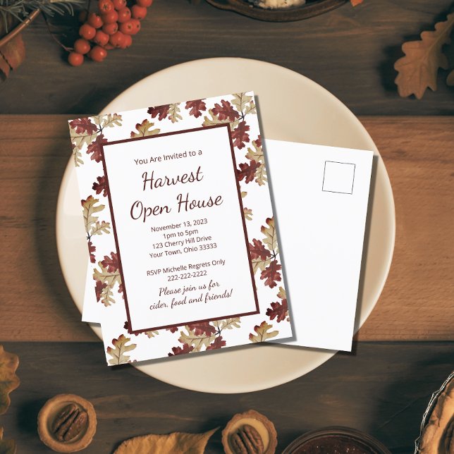 Thanksgiving Harvest Fall Foliage Open House Invitation Postcard (Creator Uploaded)