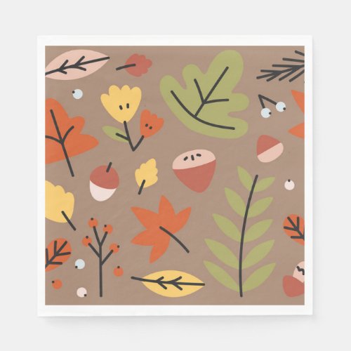 Thanksgiving Harvest Fall Leaves Modern Paper Napkins