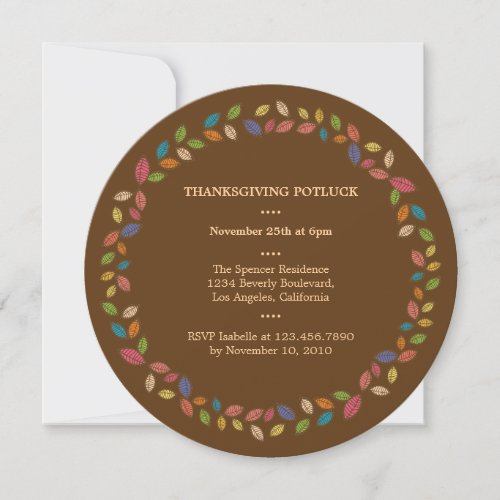 Thanksgiving Harvest Leaves Potluck Party Invitation