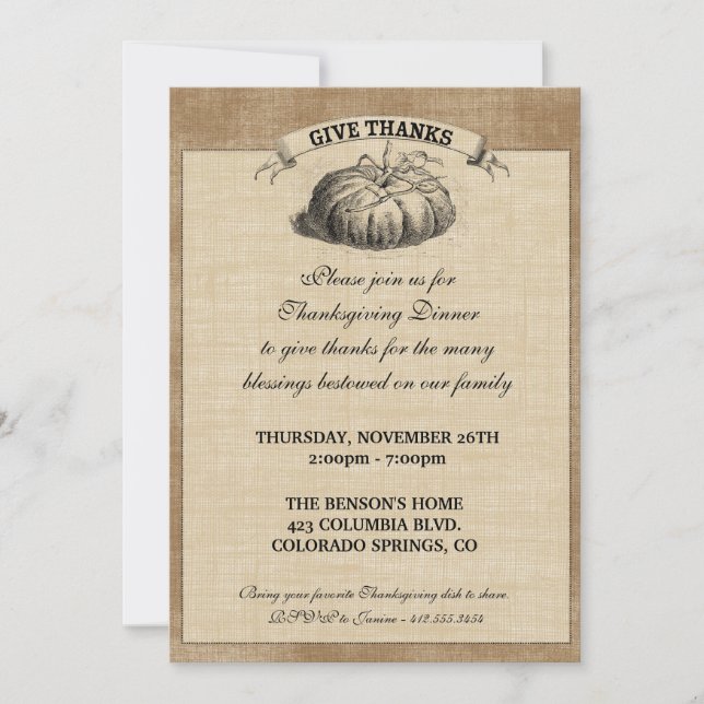Thanksgiving Harvest Party Invitation (Front)