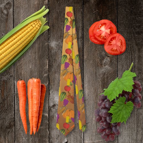 Thanksgiving Harvest Pattern Neck Tie