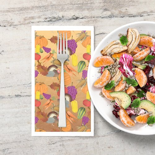 Thanksgiving Harvest Pattern Paper Guest Towels