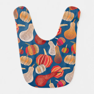 Thanksgiving Harvest: Pumpkin Vintage Art Baby Bib