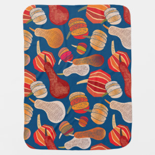 Thanksgiving Harvest: Pumpkin Vintage Art Baby Blanket