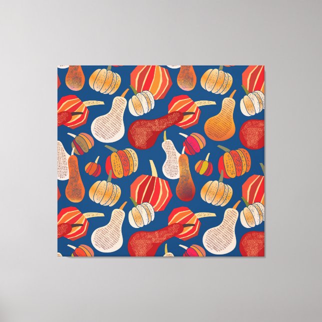 Thanksgiving Harvest: Pumpkin Vintage Art Canvas Print (Front)