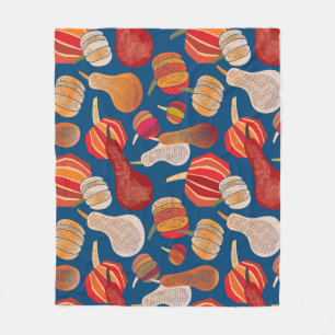 Thanksgiving Harvest: Pumpkin Vintage Art Fleece Blanket