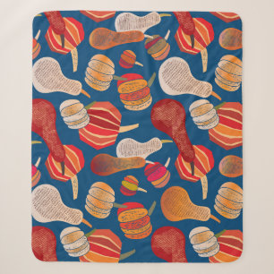 Thanksgiving Harvest: Pumpkin Vintage Art Sherpa Blanket