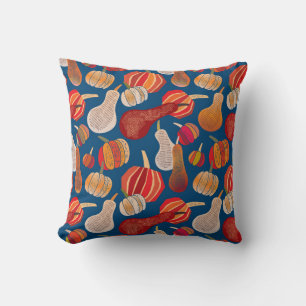 Thanksgiving Harvest: Pumpkin Vintage Art Throw Pillow