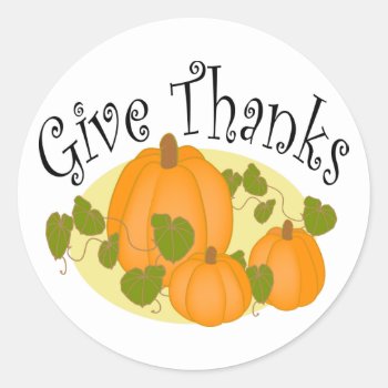 Thanksgiving Harvest Pumpkins Classic Round Sticker by imagefactory at Zazzle
