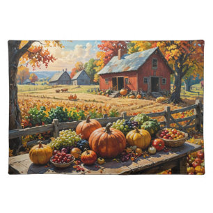 Thanksgiving Harvest Scene Cloth Placemat