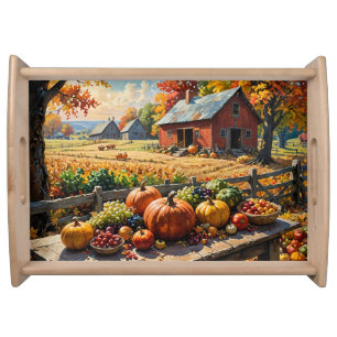 Thanksgiving Harvest Scene Serving Tray