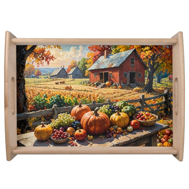 Thanksgiving Harvest Scene Serving Tray (Front)
