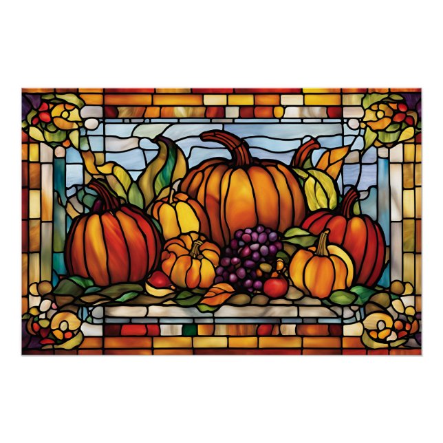 Thanksgiving Harvest, Stained Glass, Poster (Front)
