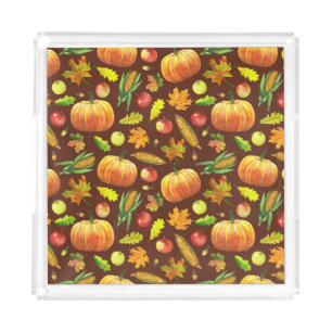 Thanksgiving harvest, watercolor seamless pattern. acrylic tray