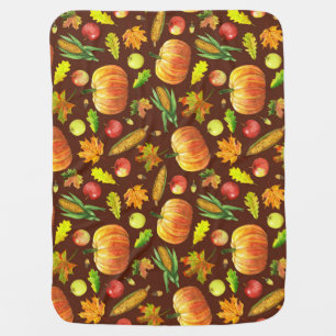 Thanksgiving harvest, watercolor seamless pattern. baby blanket