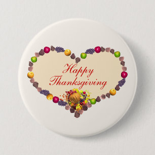 Thanksgiving Heart and Cornucopia Button