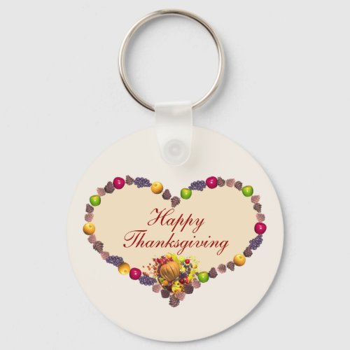 Thanksgiving Heart and Cornucopia Keychain