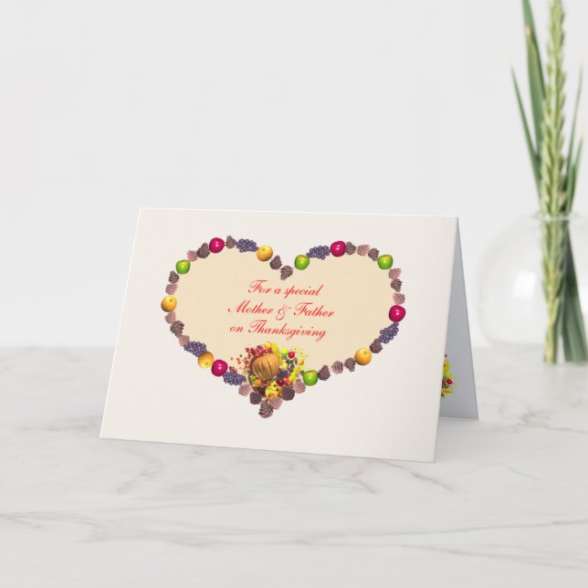 Thanksgiving Heart - For Mother and Father Holiday Card (Front)