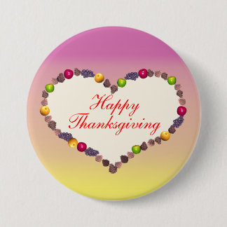 Thanksgiving Heart - Pink and Yellow Button