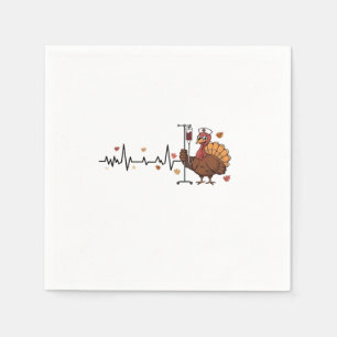 Thanksgiving Heartbeat Turkey Nurse Pulse Fall RN  Napkins
