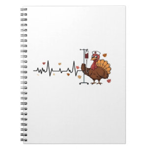 Thanksgiving Heartbeat Turkey Nurse Pulse Fall RN  Notebook