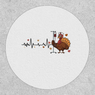 Thanksgiving Heartbeat Turkey Nurse Pulse Fall RN Patch