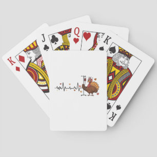 Thanksgiving Heartbeat Turkey Nurse Pulse Fall RN  Poker Cards