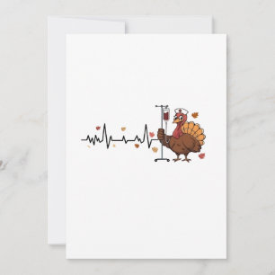 Thanksgiving Heartbeat Turkey Nurse Pulse Fall RN  Thank You Card