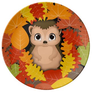 Thanksgiving Hedgehog Decorative Porcelain Plate