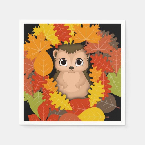 Thanksgiving Hedgehog White Standard Paper Napkins