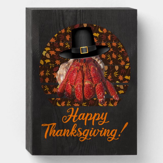Thanksgiving Hermit Crab Wooden Box Sign (Front Vertical)