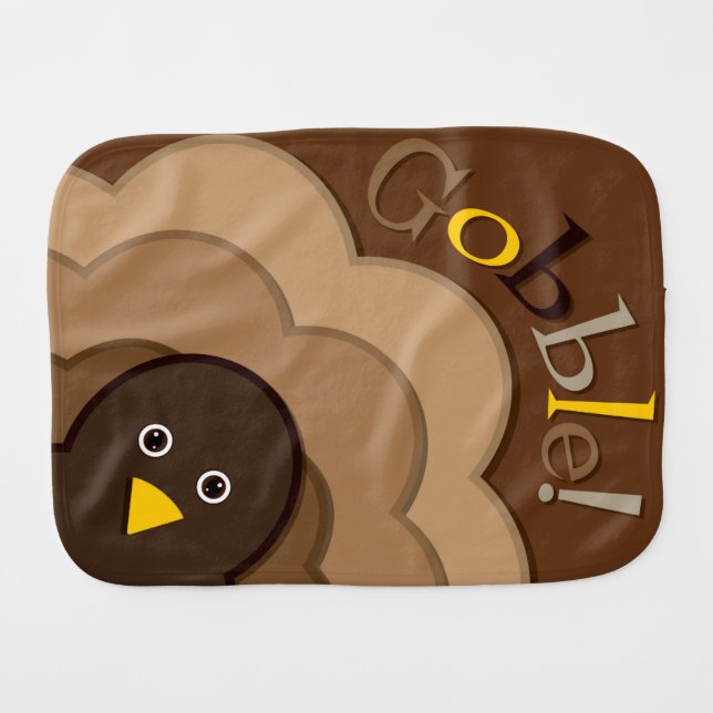 Thanksgiving hiding turkey baby burp cloth (Front Horizontal)