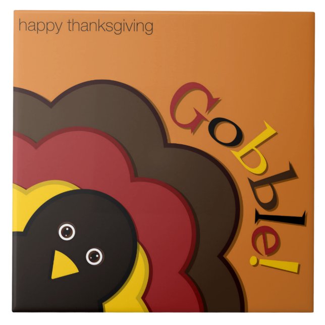 Thanksgiving hiding turkey ceramic tile (Front)