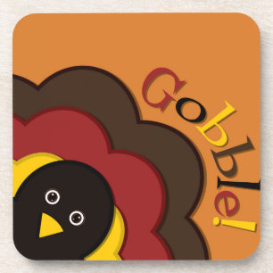 Thanksgiving hiding turkey drink coaster