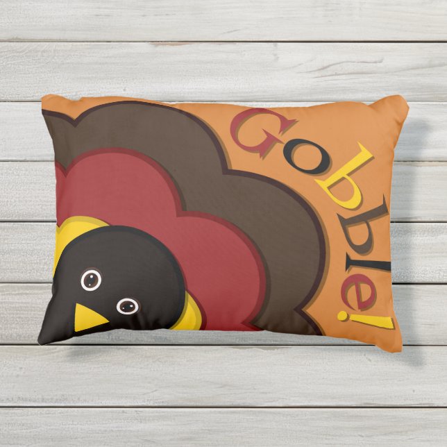 Thanksgiving hiding turkey outdoor pillow (Back)