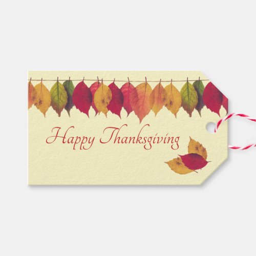 Thanksgiving Holiday Autumn Colorful Leaves Border Gift Tags