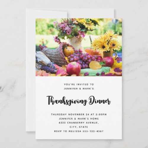 Thanksgiving Holiday Autumn Harvest Table Invitation