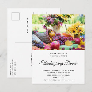 Thanksgiving Holiday Autumn Harvest Table Invitation Postcard