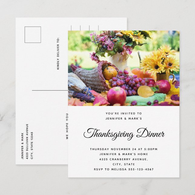 Thanksgiving Holiday Autumn Harvest Table Invitation Postcard (Front/Back)